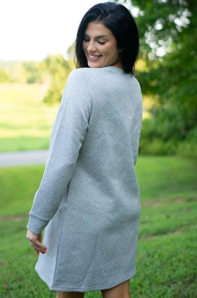 Quincy Textured Long Sleeve Mini Dress - Love Salve